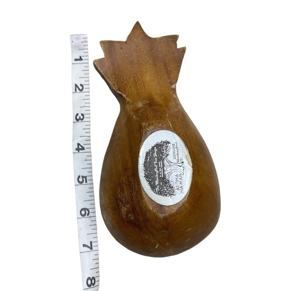 Monkey Pod Wood Serving Snack Bowl Set Carved Pineapple Vintage Tiki Decor - Picture 9 of 12